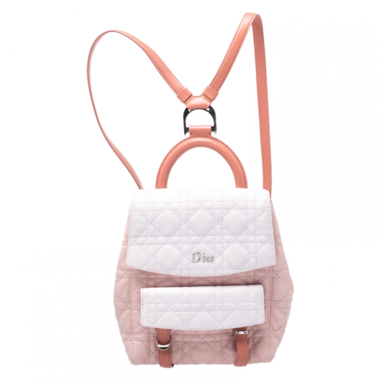 Pre Owned Dior Blush Pink/Ivory Cannage Leather Stardust Backpack