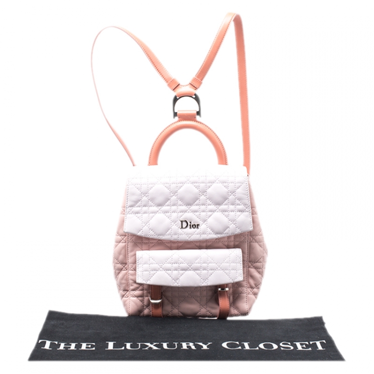 Pre Owned Dior Blush Pink/Ivory Cannage Leather Stardust Backpack