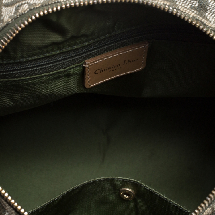 Pre Owned Dior Green/Beige Diorissimo Canvas and Leather Boston Bag