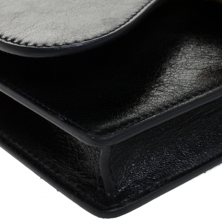 Pre Owned Dior Black Leather Saddle Belt Bag