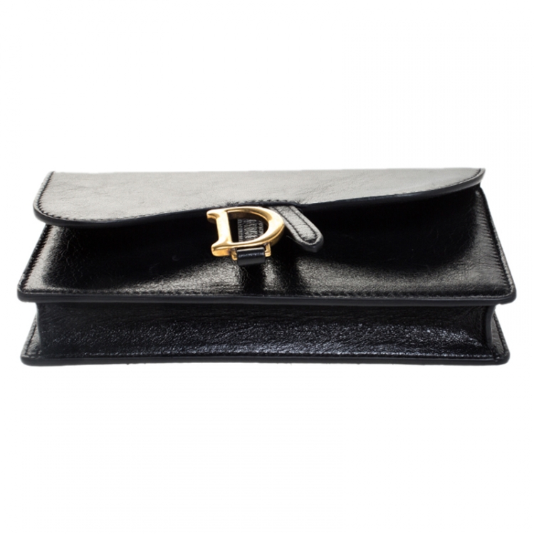 Pre Owned Dior Black Leather Saddle Belt Bag