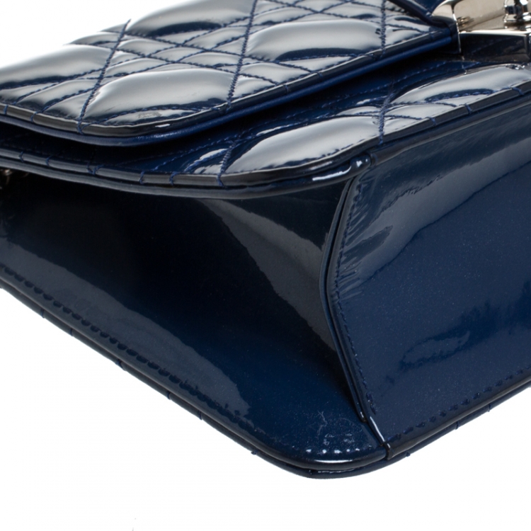 Pre Owned Dior Blue Cannage Patent Leather Miss Dior Promenade Pouch 