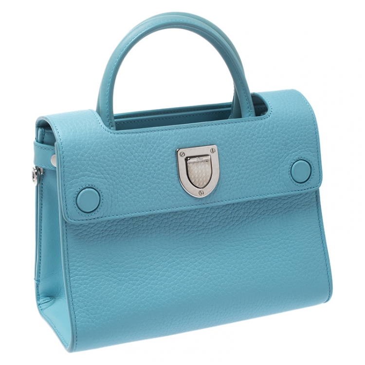 Pre Owned Dior Light Blue Leather Mini Diorever Bag