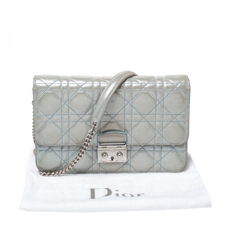 مملوكة مسبقًا Dior Light Blue Cannage Shimmering Leather Miss Dior Promenade Pouch