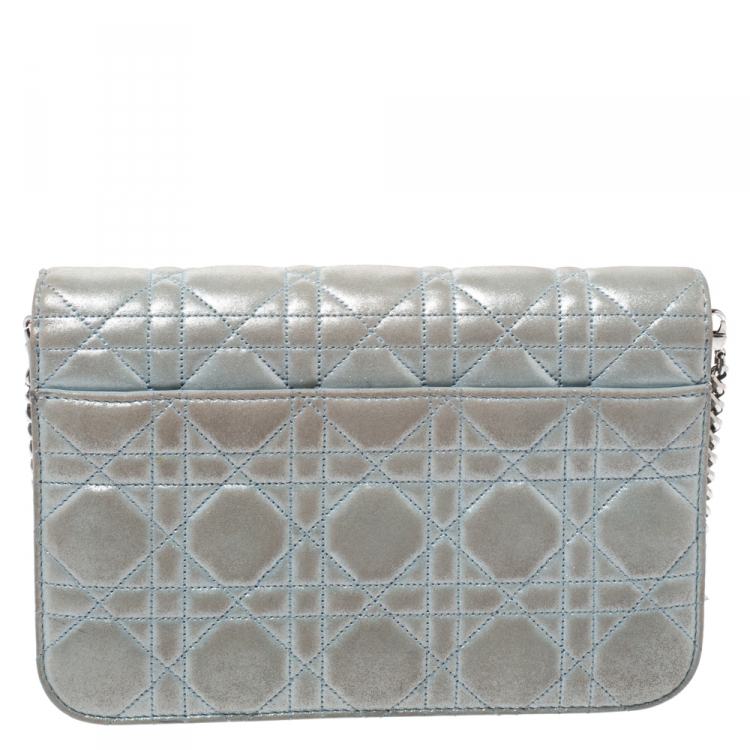 مملوكة مسبقًا Dior Light Blue Cannage Shimmering Leather Miss Dior Promenade Pouch
