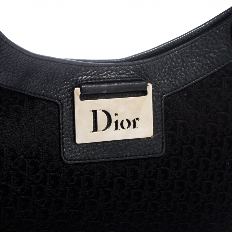 Pre Owned Dior Black Diorissimo Canvas and Leather Hobo