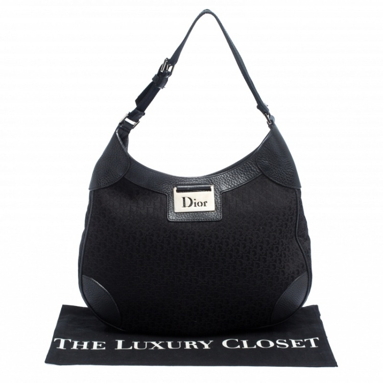 Pre Owned Dior Black Diorissimo Canvas and Leather Hobo
