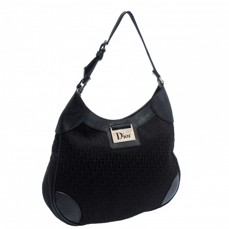 Pre Owned Dior Black Diorissimo Canvas and Leather Hobo