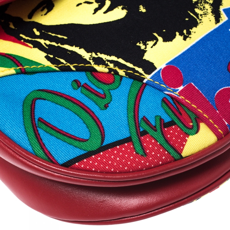 Pre Owned Dior Multicolor Fabric Bob Marley Saddle Bag
