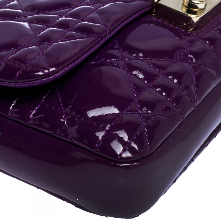 Pre Owned Dior Purple Cannage Quilted Patent Leather Miss Dior Promenade Pouch 