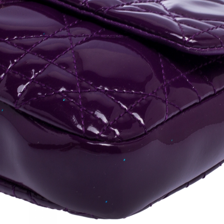 Pre Owned Dior Purple Cannage Quilted Patent Leather Miss Dior Promenade Pouch 