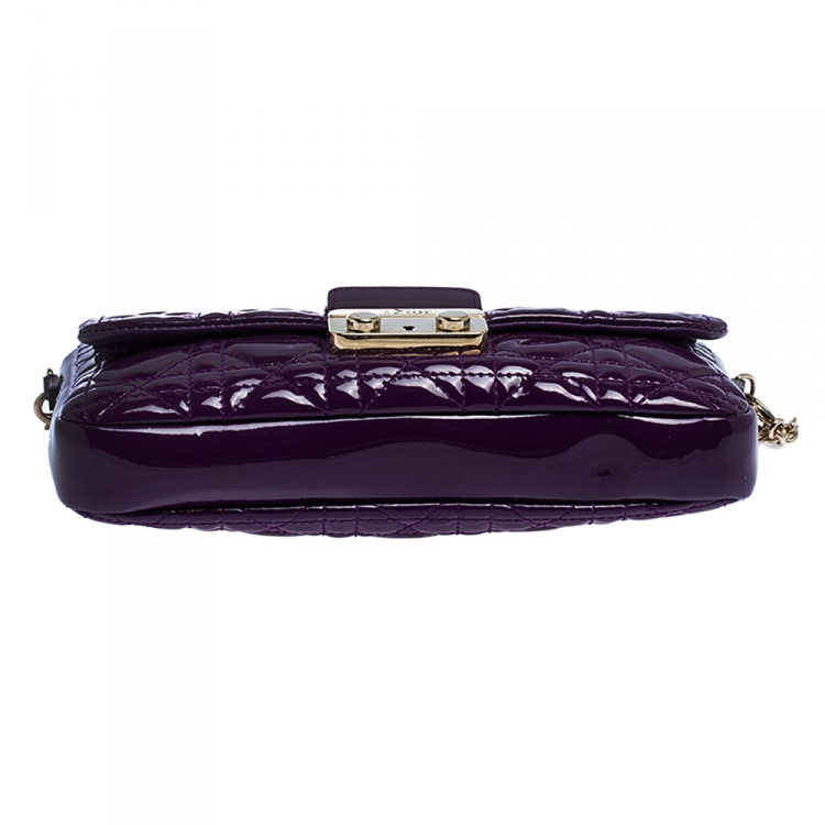 Pre Owned Dior Purple Cannage Quilted Patent Leather Miss Dior Promenade Pouch 
