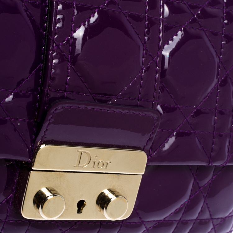 Pre Owned Dior Purple Cannage Quilted Patent Leather Miss Dior Promenade Pouch 