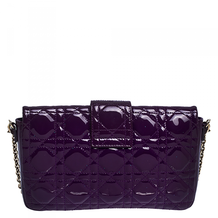 Pre Owned Dior Purple Cannage Quilted Patent Leather Miss Dior Promenade Pouch 