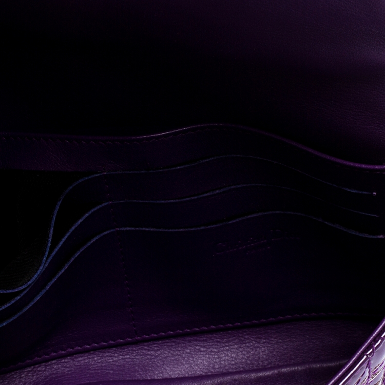 Pre Owned Dior Purple Cannage Quilted Patent Leather Miss Dior Promenade Pouch 