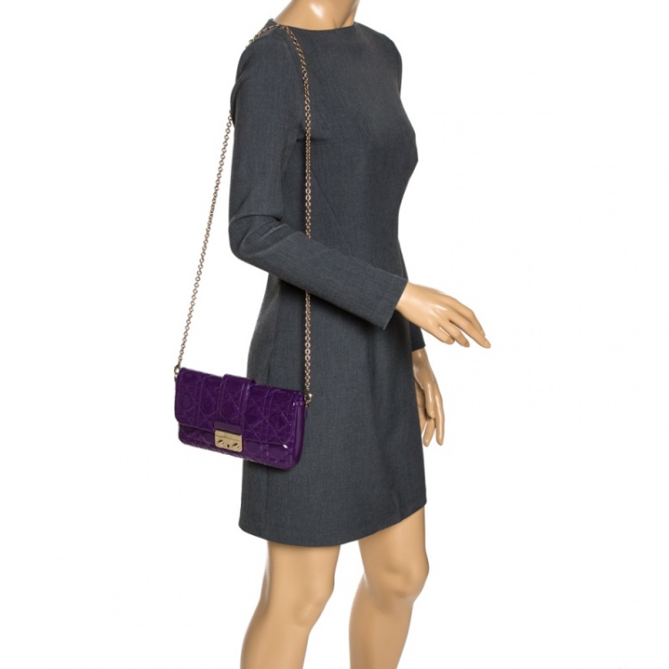 Pre Owned Dior Purple Cannage Quilted Patent Leather Miss Dior Promenade Pouch 