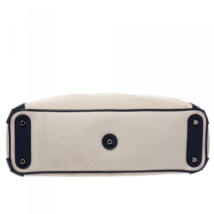 مملوكة مسبقًا Dior Cream/Blue Canvas and Leather Large Diorissimo Shopper Tote