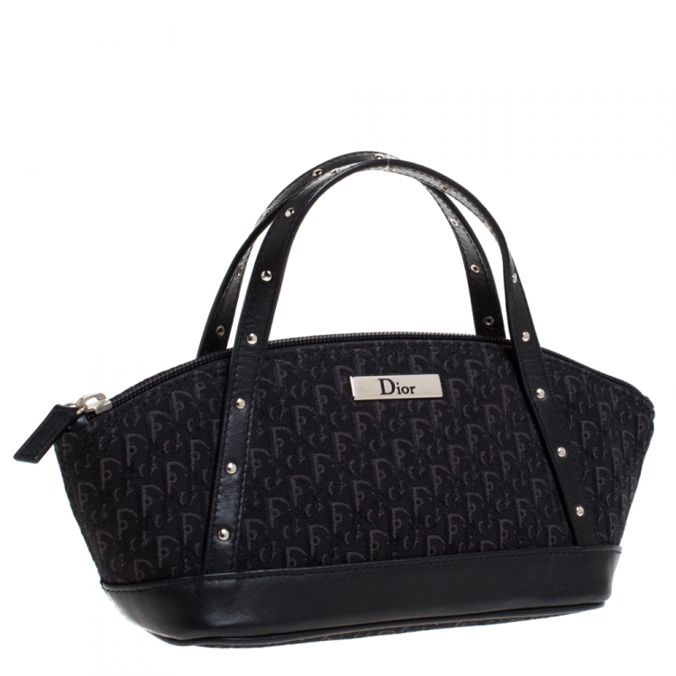 Pre Owned Dior Black Oblique Canvas Mini Satchel