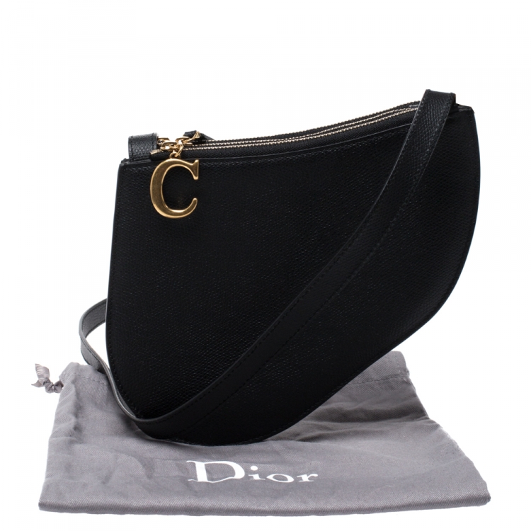 Pre Owned Dior Black Leather Saddle Triple Zip Crossbody Bag