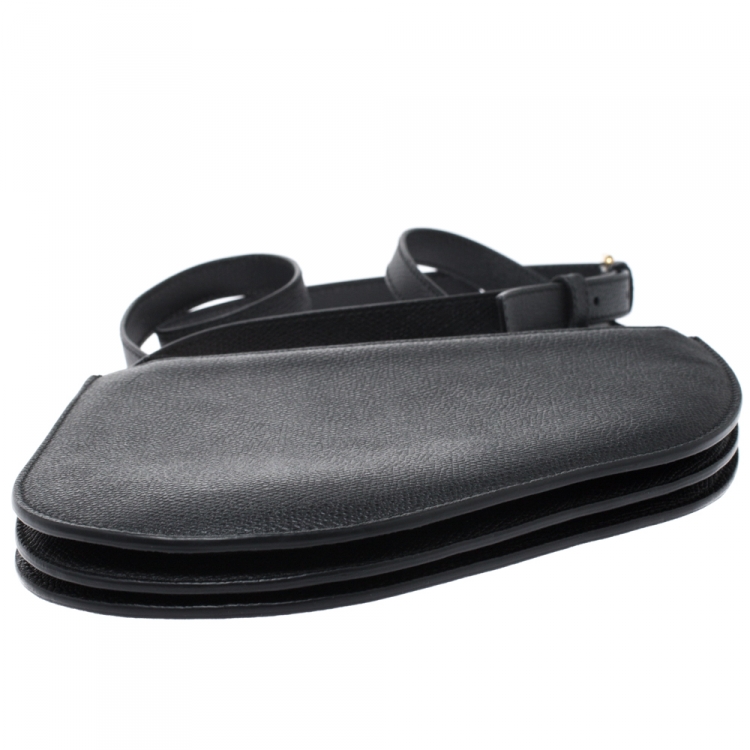 Pre Owned Dior Black Leather Saddle Triple Zip Crossbody Bag