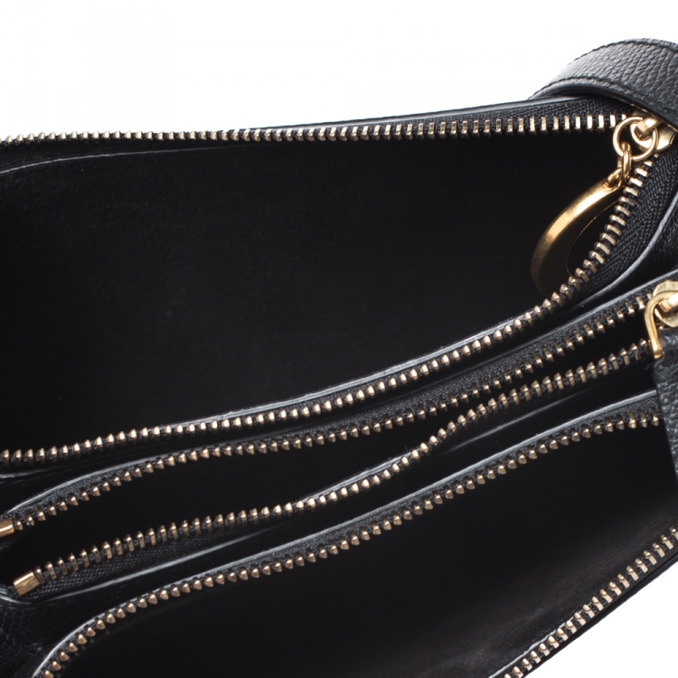 Pre Owned Dior Black Leather Saddle Triple Zip Crossbody Bag