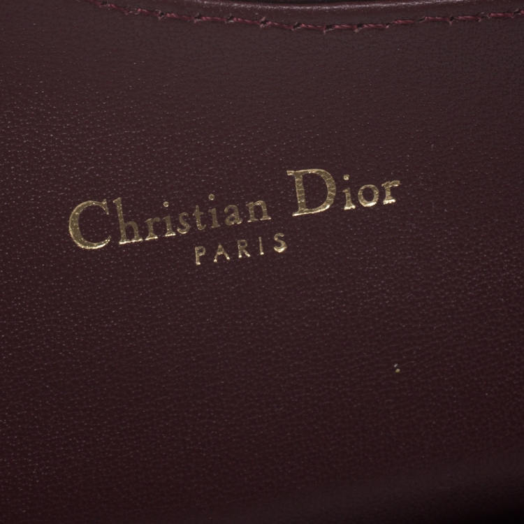Pre Owned Dior Burgundy Oblique Canvas Saddle Card Holder