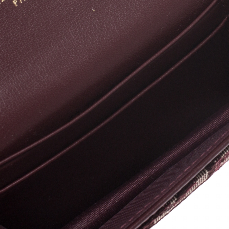 Pre Owned Dior Burgundy Oblique Canvas Saddle Card Holder