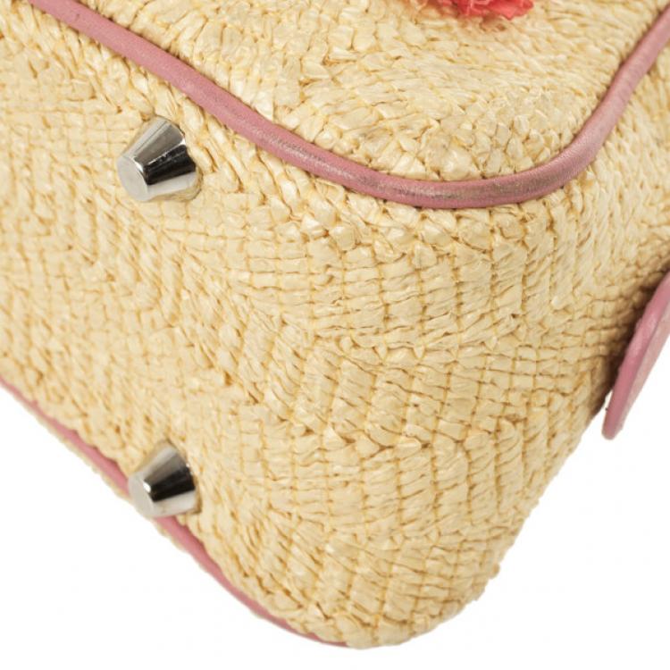 Pre Owned Dior Wicker Frame Bag with Raffia Flowers
