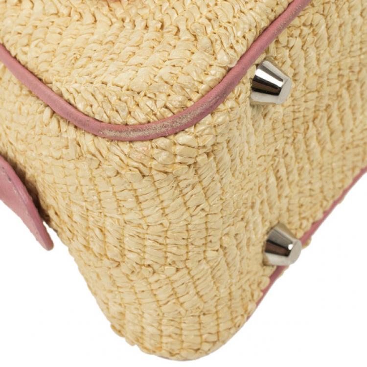 Pre Owned Dior Wicker Frame Bag with Raffia Flowers