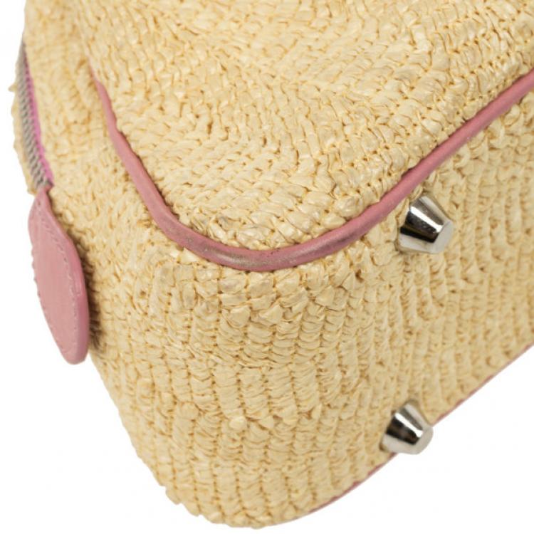 Pre Owned Dior Wicker Frame Bag with Raffia Flowers