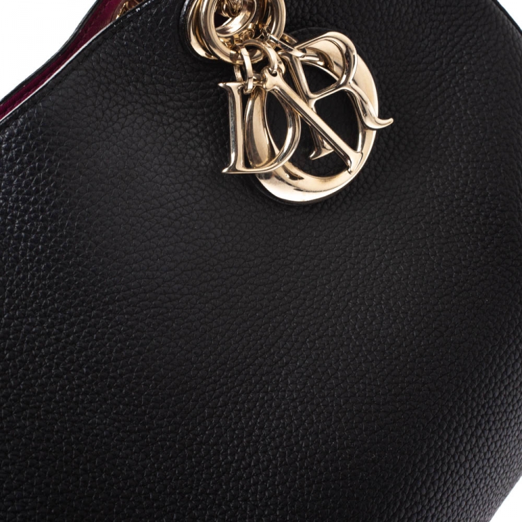 Pre Owned Dior Black Leather Medium Diorissimo Shopper Tote