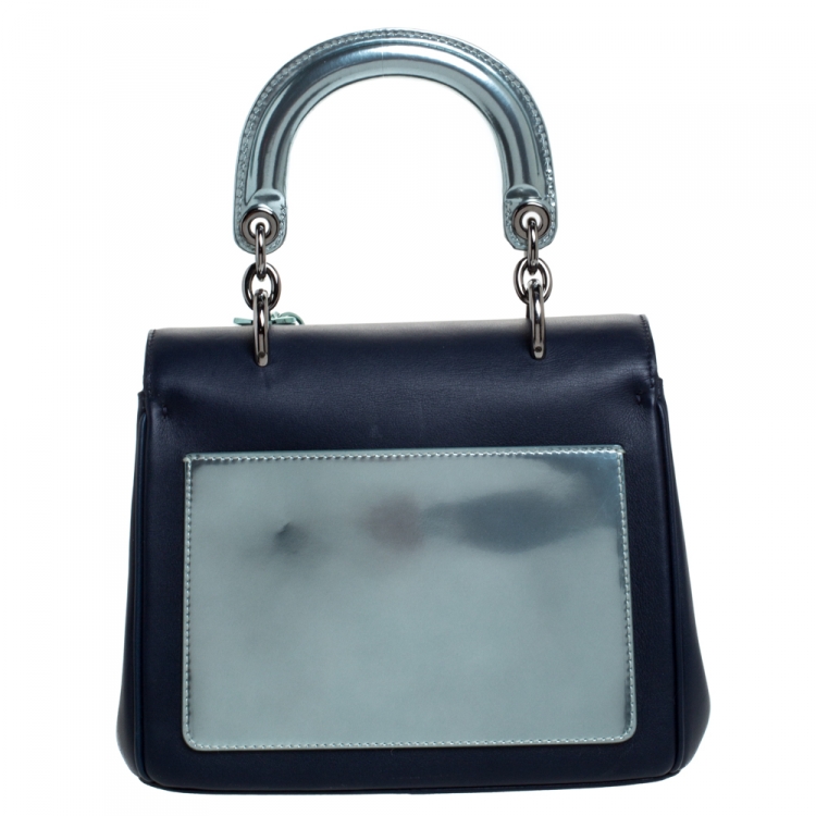 Pre Owned Dior Metallic Blue/Navy Blue Leather Mini Be Dior Top Handle Bag