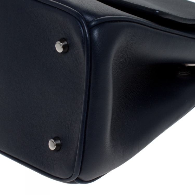 Pre Owned Dior Metallic Blue/Navy Blue Leather Mini Be Dior Top Handle Bag