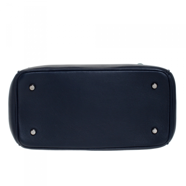 Pre Owned Dior Metallic Blue/Navy Blue Leather Mini Be Dior Top Handle Bag