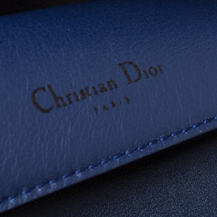 Pre Owned Dior Metallic Blue/Navy Blue Leather Mini Be Dior Top Handle Bag