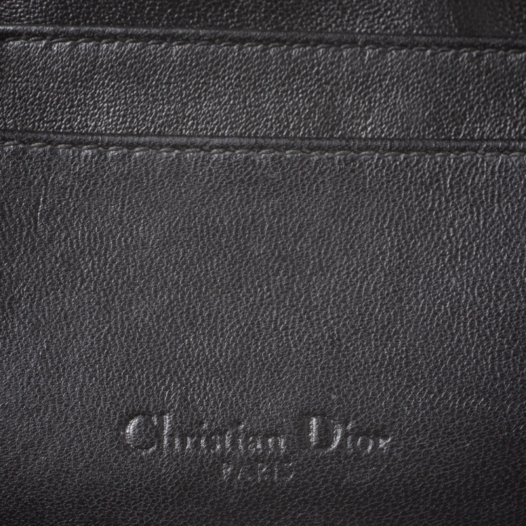 Pre Owned Dior Black Leather Lady Dior Card Holder