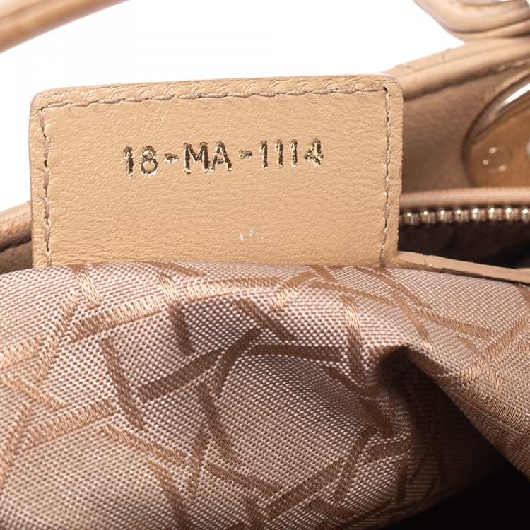 Pre Owned Dior Beige Leather Medium Lady Dior Tote