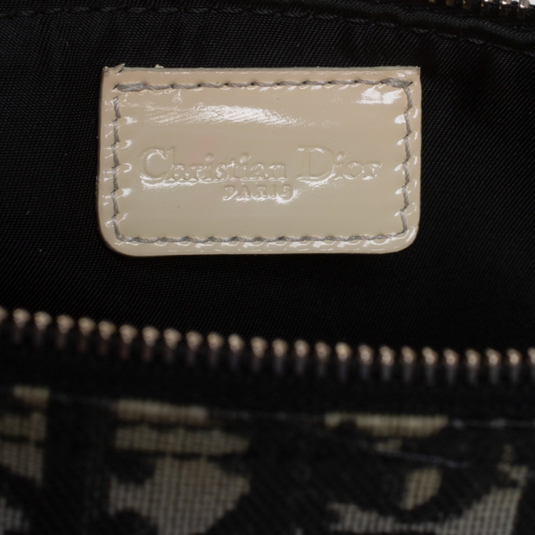 Pre Owned Dior Black/Cream Diorissimo Coated Canvas and Patent Leather Saddle Bag