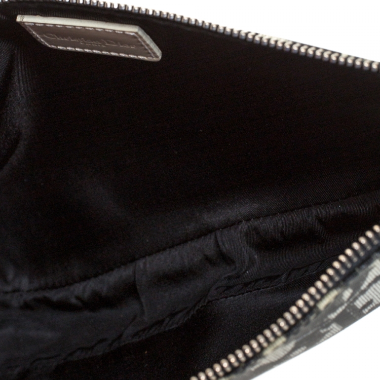 Pre Owned Dior Black/Cream Diorissimo Coated Canvas and Patent Leather Saddle Bag