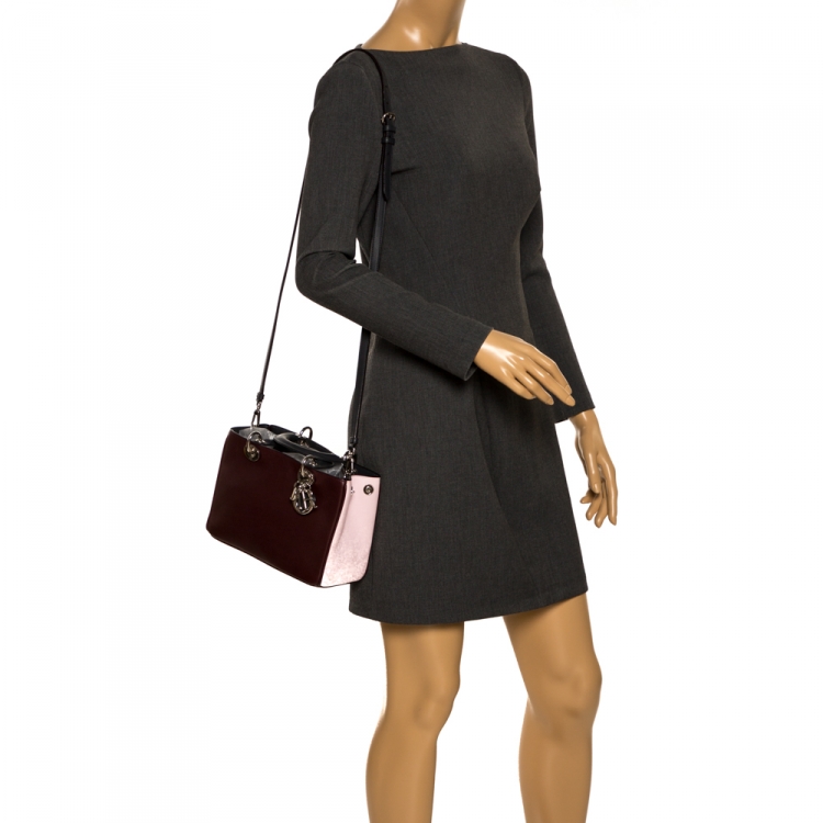 Pre Owned Dior Tri Color Leather Mini Diorissimo Tote