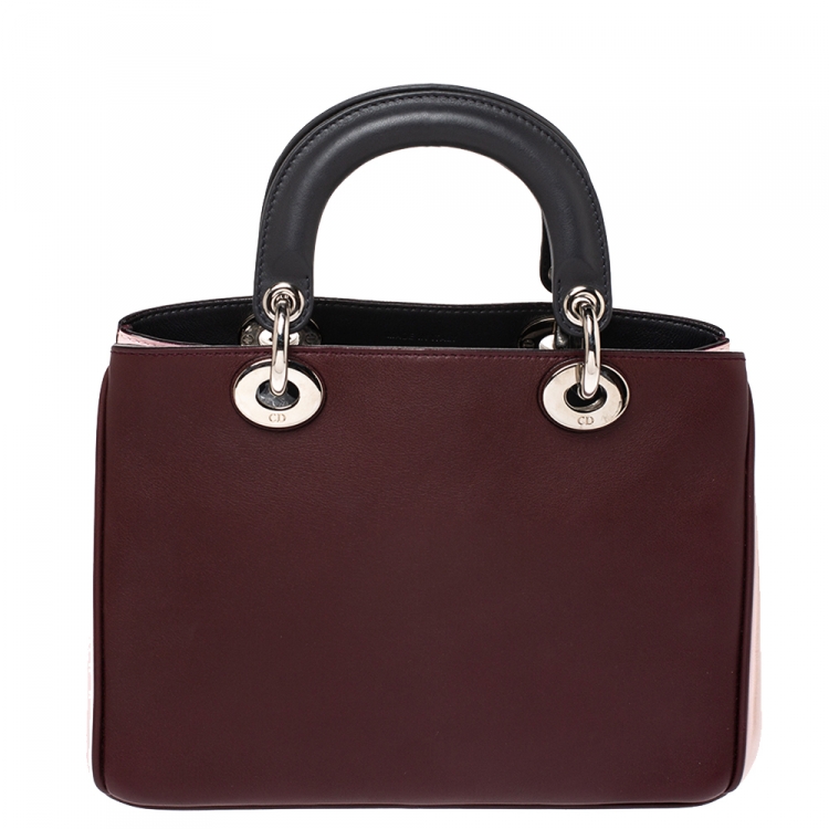 Pre Owned Dior Tri Color Leather Mini Diorissimo Tote