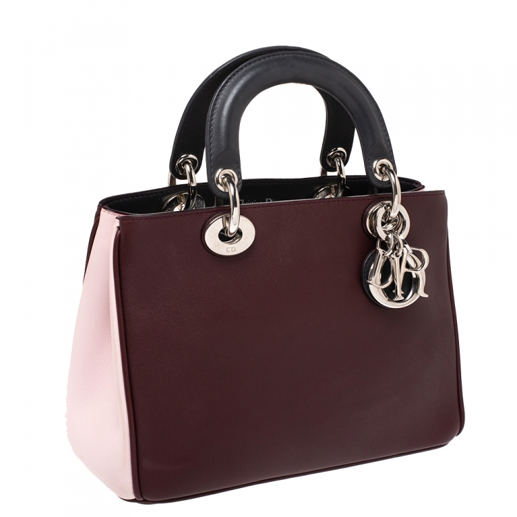 Pre Owned Dior Tri Color Leather Mini Diorissimo Tote