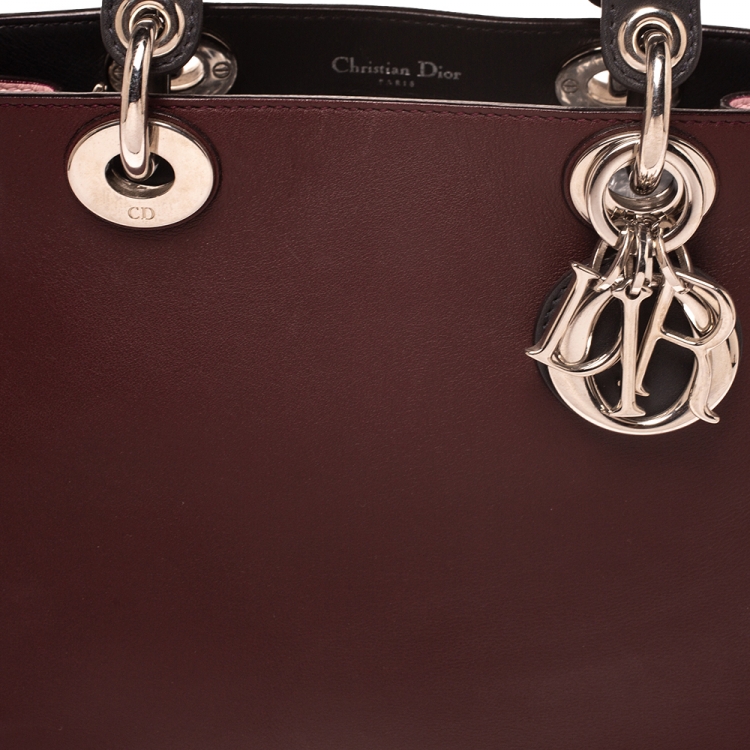 Pre Owned Dior Tri Color Leather Mini Diorissimo Tote