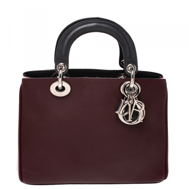 Pre Owned Dior Tri Color Leather Mini Diorissimo Tote