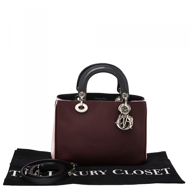 Pre Owned Dior Tri Color Leather Mini Diorissimo Tote