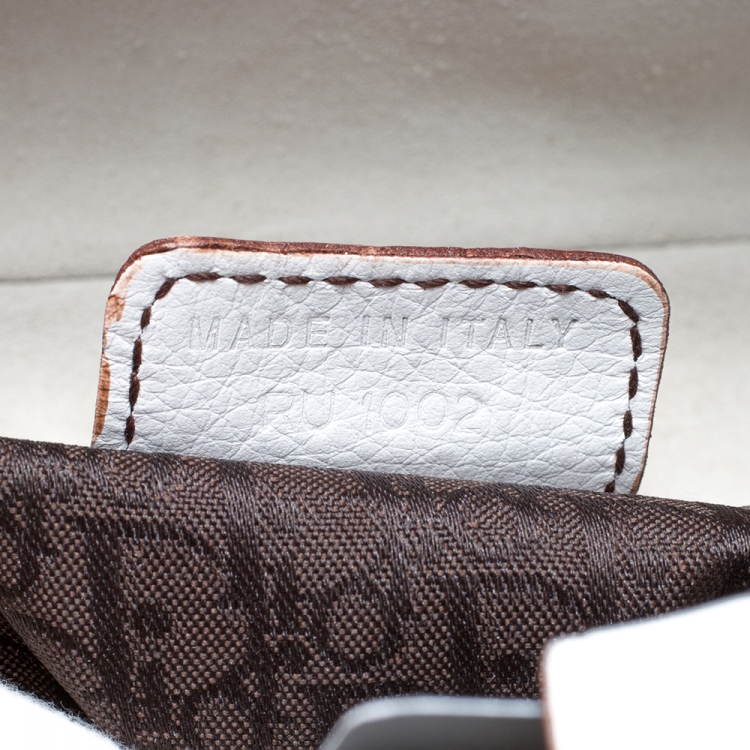 Pre Owned Dior White Leather Saddle Bag