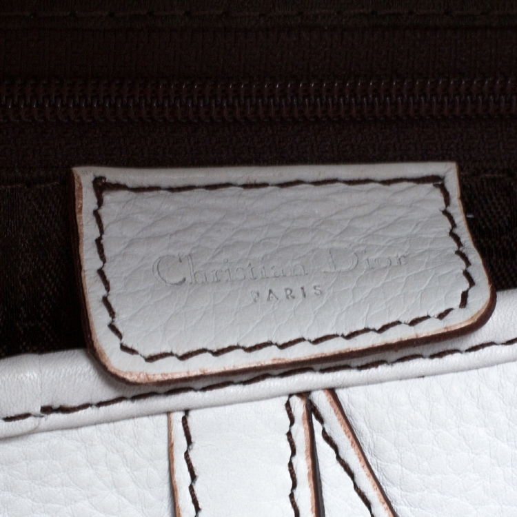 Pre Owned Dior White Leather Saddle Bag