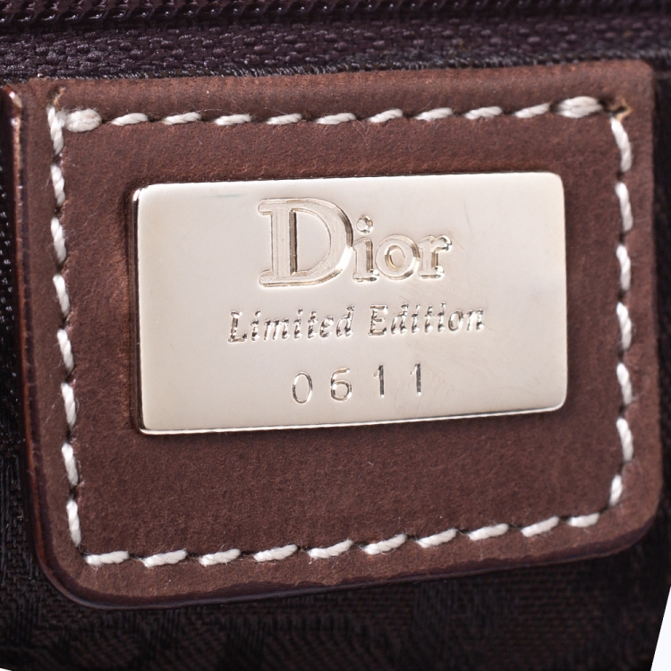 Pre Owned Dior Brown/Gold Leather and Fabric Braided Saddle Bag