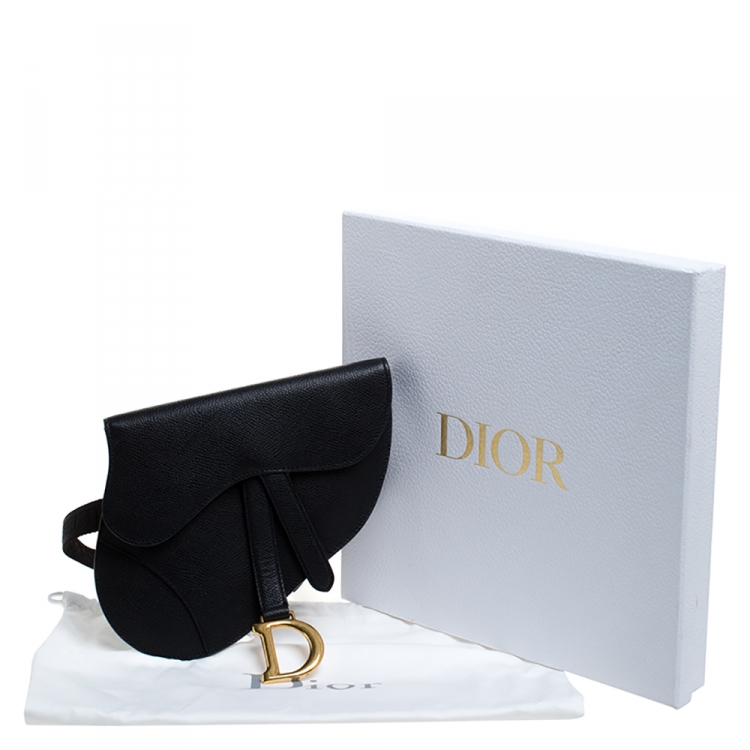 Pre Owned Dior Deep Navy Blue Leather Saddle Belt Bag
