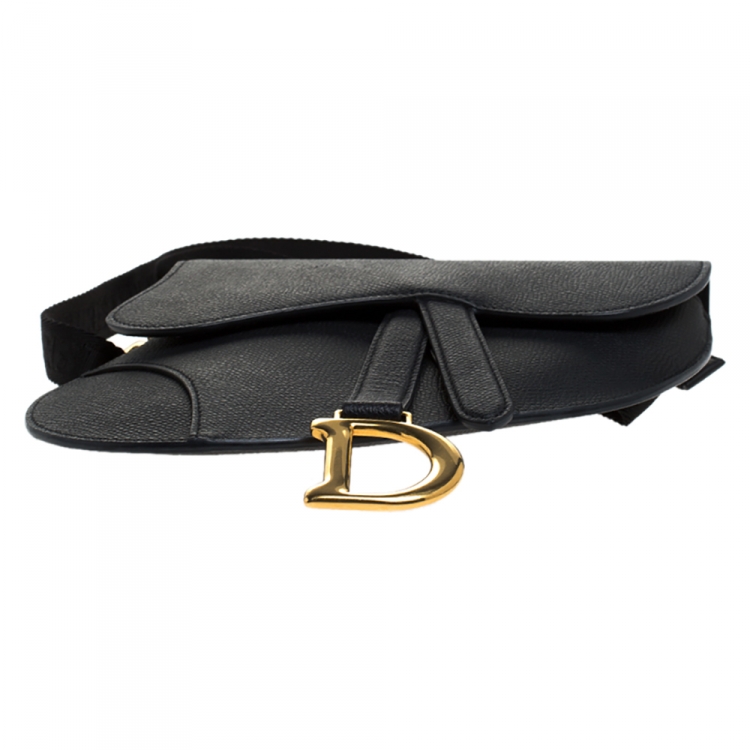 Pre Owned Dior Deep Navy Blue Leather Saddle Belt Bag